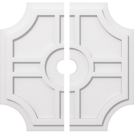 Ekena Millwork Haus Architectural Grade PVC Contemporary Ceiling Medallion, Two Piece, 26"OD x 3"ID x 8 1/2"C x 1"P CMP26HS2-03000